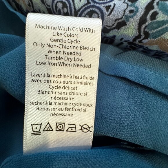 Coldwater Creek Women's Blue Paisley V-Neck Blouse - Size PM - Picture 10 of 10